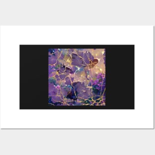 Japanese Garden: Butterflies and Flowers. Kintsugi Pattern Posters and Art